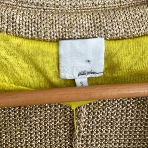3.1 Phillip Lim gold yellow shimmer metallic long sleeve blazer sweater cardigan - Picture 5 of 6